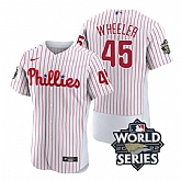Phillies 45 Zack Wheeler White Nike 2022 World Series Flexbase Jersey,baseball caps,new era cap wholesale,wholesale hats